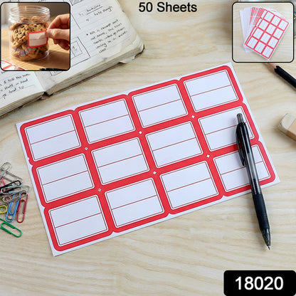 Writable Label Stickers – 50 Sheets Self-Adhesive Labels for Organizing and Identification