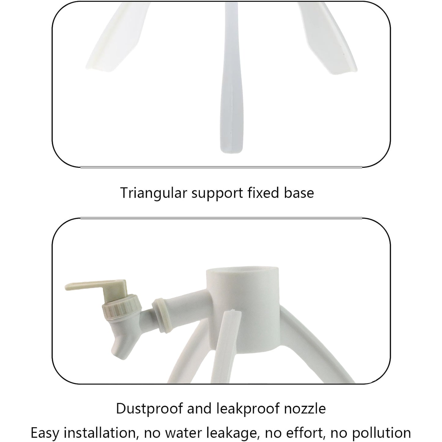 Universal Plastic Drinking Water Dispenser Stand with Tap for 5L to 20L Water Bottles and Jars Foldable Tripod Base with Leakproof Nozzle and Multi Cap Adapters (1 Set)