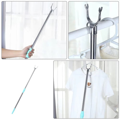 Reach Stick Pole with Hook Adjustable Telescopic Clothes Hanging Pole for Closet, Laundry and Ceiling Use (1 Pc | 1 Meter)