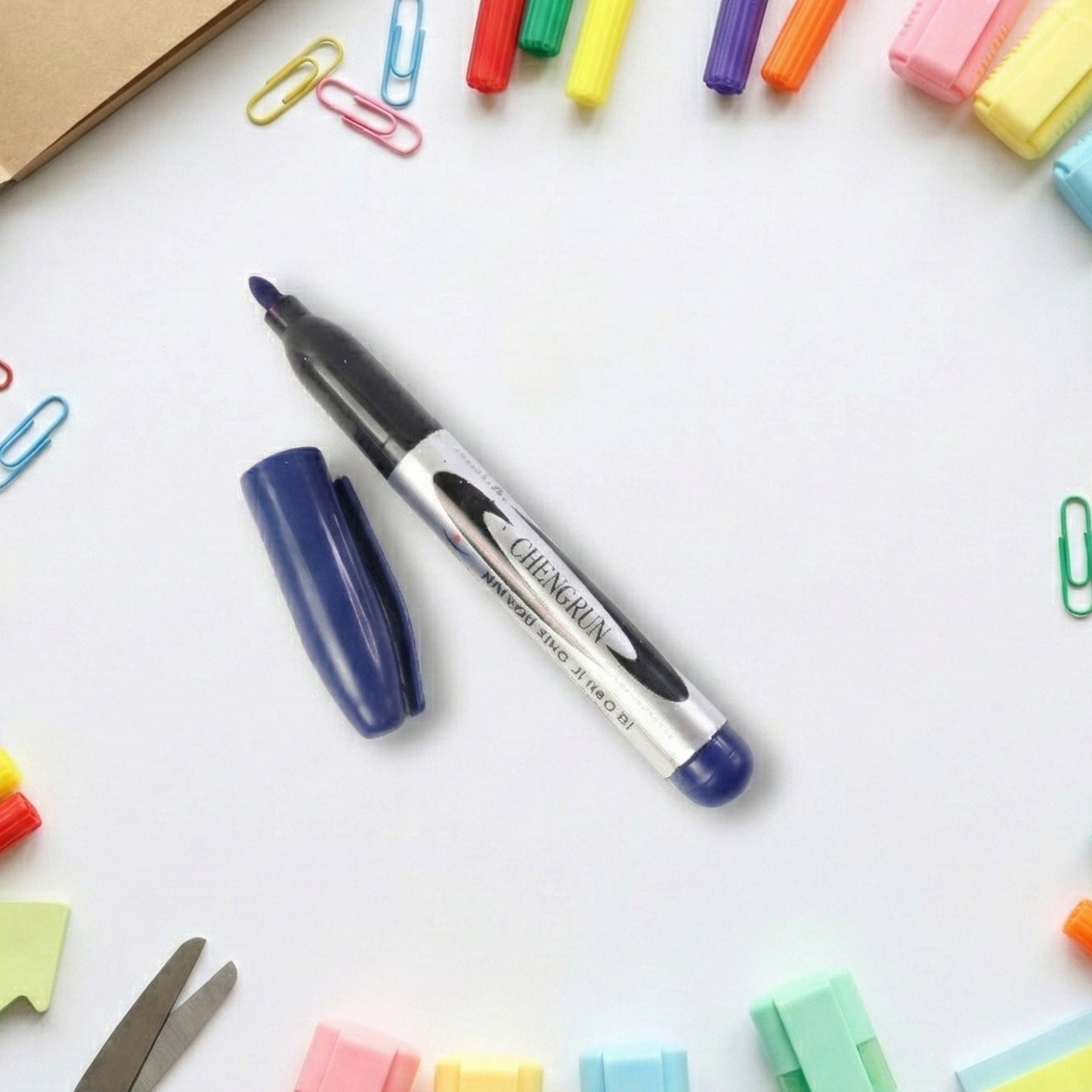 Premium Permanent Marker Pen with Thick Bold Chisel Tip | Quick-Dry Smudge-Proof Marker for Labeling, Office Work, Art, School Projects & Multi-Surface Writing (1 Pc)