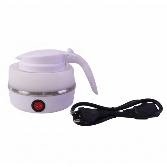 Collapsible Travel Electric Kettle 600ml Foldable Portable Silicone Water Boiler for Tea, Coffee, Milk, Instant Noodles and Hot Water with Detachable Power Cord (1 Pc)