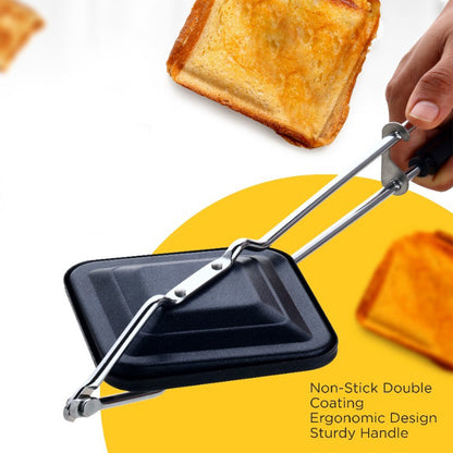Apex Regular Non-Stick Gas Stove Sandwich Toaster – Heavy Gauge Aluminum Sandwich Maker with Double Non-Stick Coating and Heat-Resistant Handle