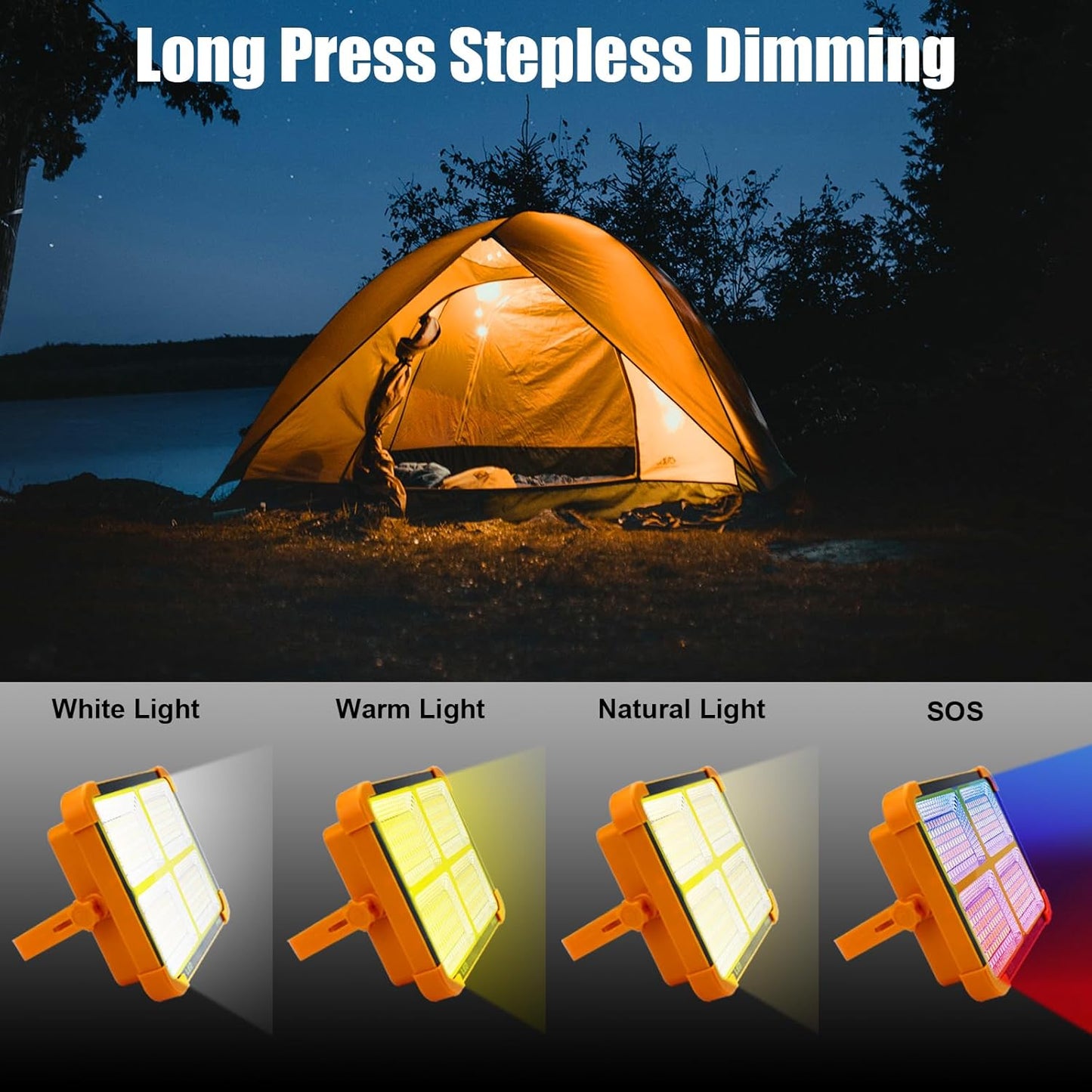 Solar LED Flood Light – 4 Panel High Power Rechargeable Outdoor Lamp with USB Charging (1 Pc)