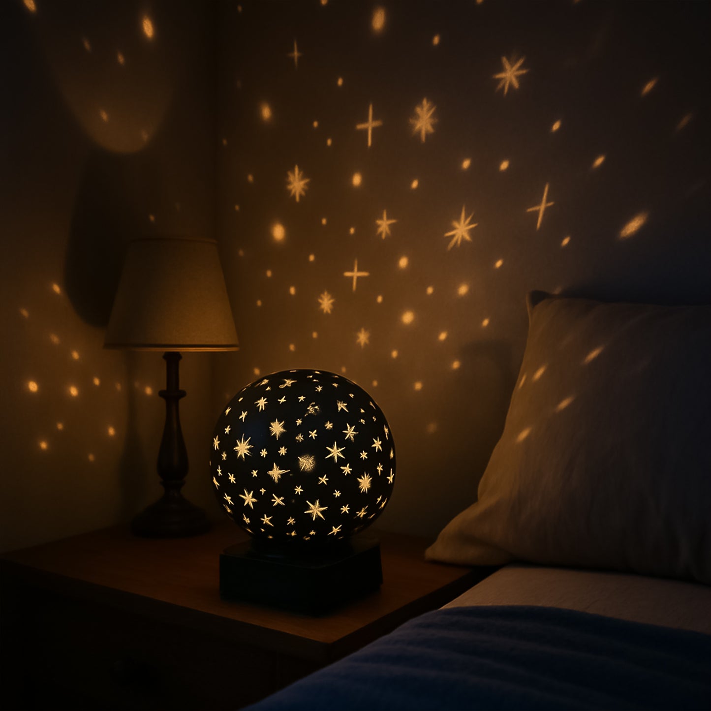 Starry Sky LED Projector Night Lamp Galaxy Star and Moon Projection Light for Bedroom Kids Room Party Decor and Gifts White Box Packaging
