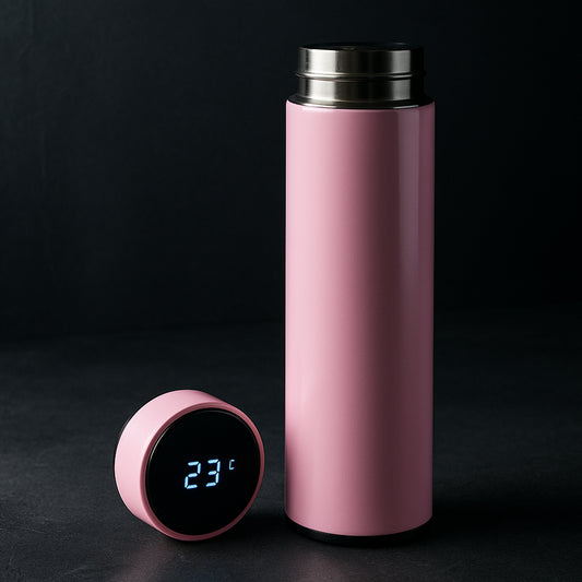 Pink Smart Vacuum Insulated Water Bottle with LED Temperature Display (1 Pc / 500ML)