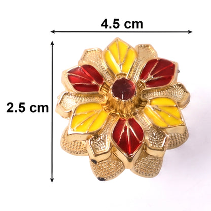 Decorative Golden Kankavati Kumkum Box Traditional Sindoor Holder for Pooja, Temple, Worship and Decoration (1 Pc)