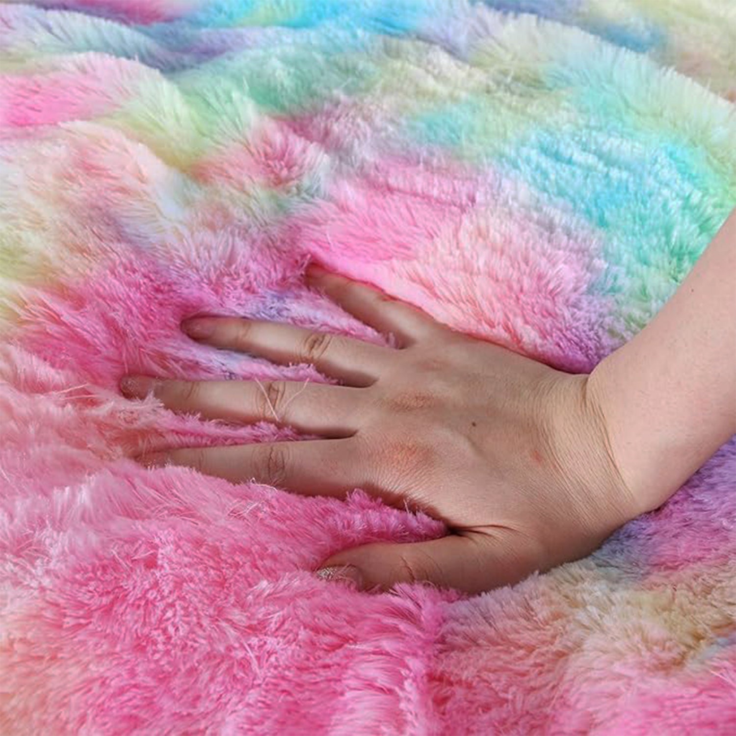 Soft Plush Multicolor Rainbow Cushion Pillow – Fluffy Decorative Throw Pillow for Sofa, Bed, Living Room and Gifting