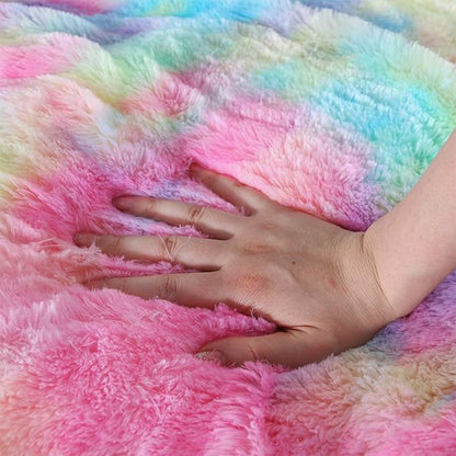 Soft Plush Multicolor Rainbow Cushion Pillow – Fluffy Decorative Throw Pillow for Sofa, Bed, Living Room and Gifting