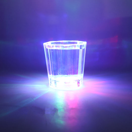 Premium LED Light-Up Shot Glass Set (24 Pc) – Small Transparent Plastic Party Shot Glasses with Multi-Color Flashing Lights