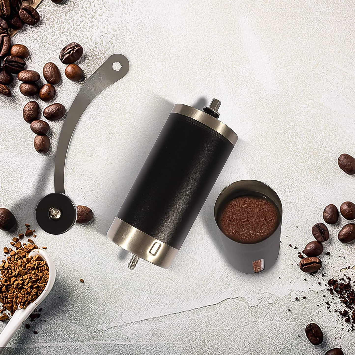 Portable Stainless Steel Manual Coffee Grinder with Adjustable Conical Burr Hand Coffee Bean Grinder for Espresso French Press Pour Over and Travel Pack of 1