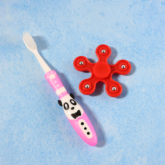 Kids Toothbrush and Fidget Spinner Toy Set – Fun and Interactive Oral Care Combo for Kids | Includes Cute Panda Toothbrush and Fidget Spinner | Perfect for Little Ones