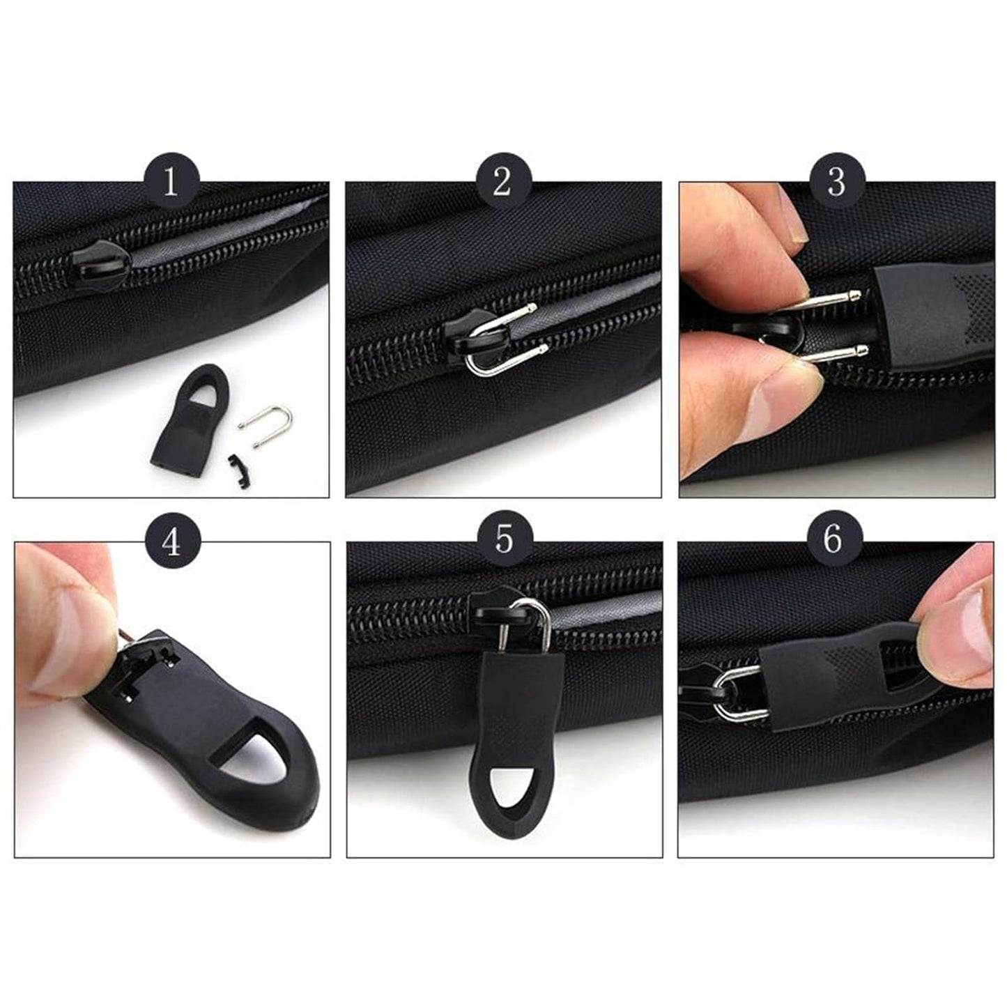 Universal Zipper Pull Tab Replacement Zip Fixer for Luggage Suitcase Backpack Jackets Bags and Clothing (1 Pc / 10 Pc)
