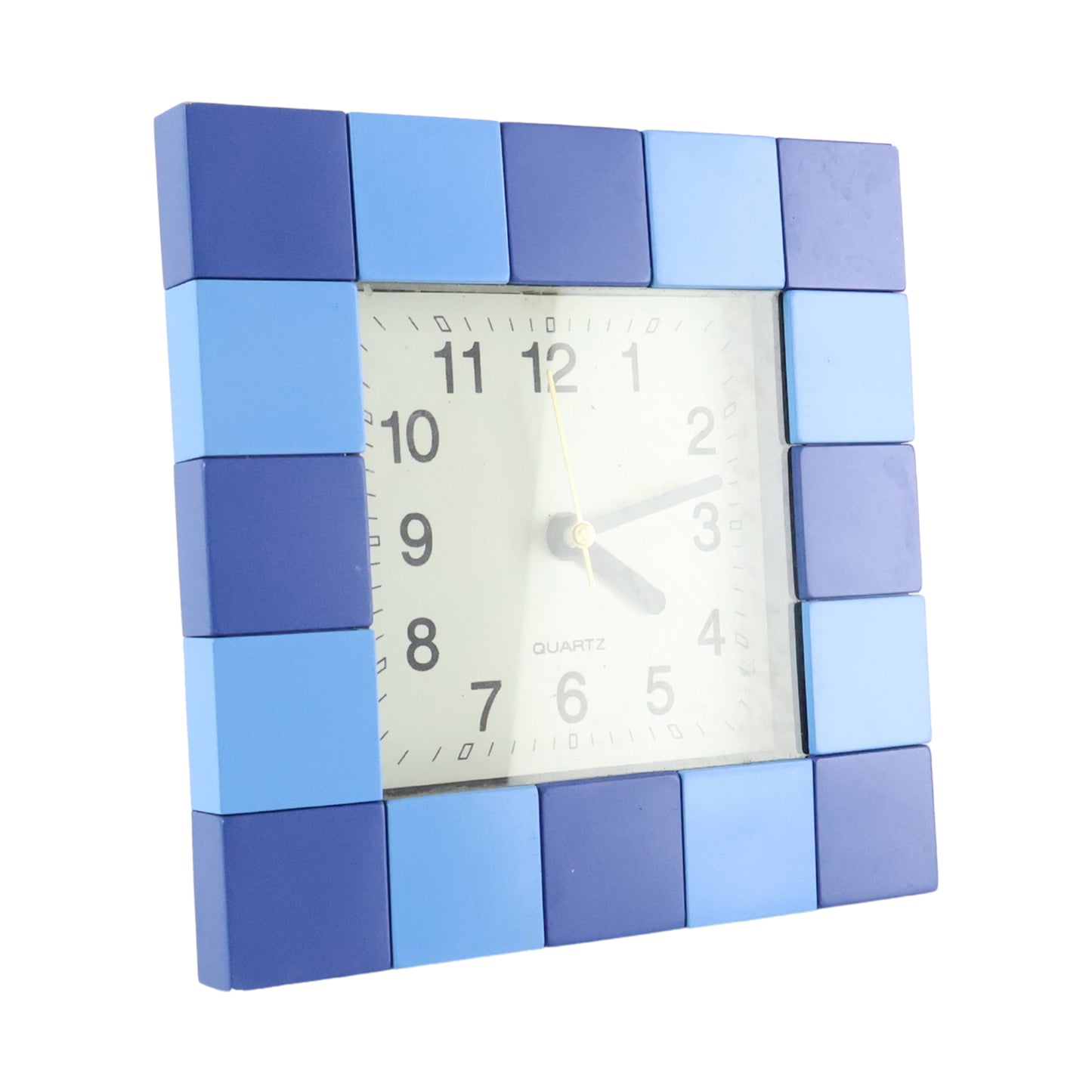 Square Quartz Table Clock Battery Operated Analog Desk Clock with Easy Read Dial and Modern Block Pattern Frame for Home, Office and Study Table