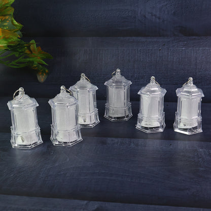 Set of 6 LED Hanging Lantern Style Decorative Flameless Candles Battery Operated Warm White Lamps for Home Decor Festivals Weddings Parties and Mandir Decoration