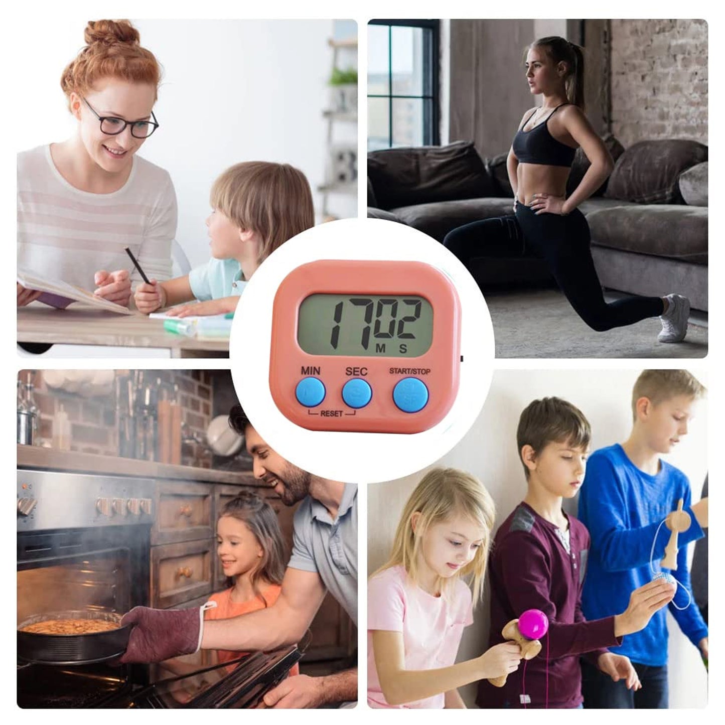 Digital Kitchen Timer with Large LCD Display Countdown and Stopwatch Timer for Cooking, Baking, Study, Office, Workout and Classroom (1 Pc)
