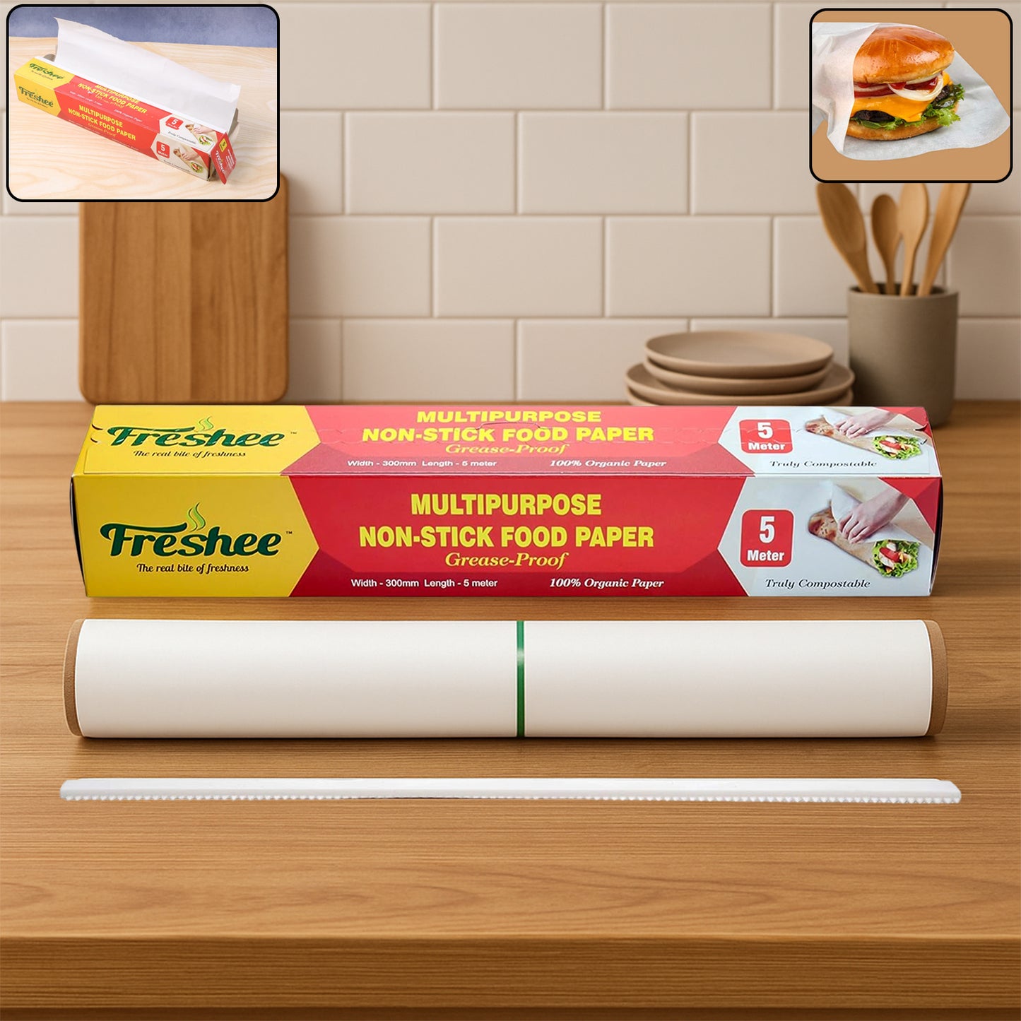 Freshee Multipurpose Grease-proof & Non-stick Food Paper Roll - 300 Mm x 5 Meter
