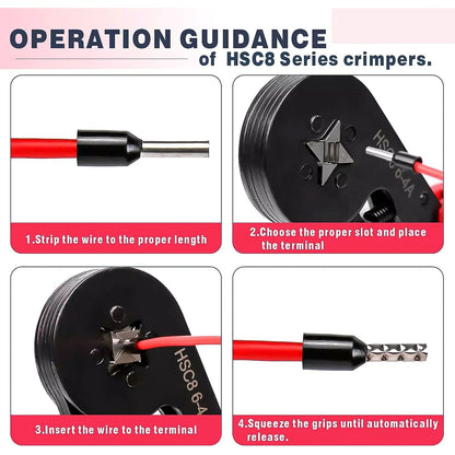 1200 Piece Ferrule Crimping Tool Kit Self Adjusting Ratcheting Crimper Plier with Insulated Wire End Terminal Connectors (1 Set)