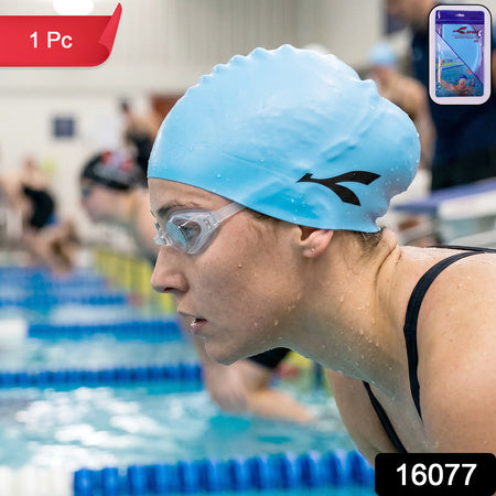 Silicone Swimming Cap Waterproof Stretchable Swim Head Cap for Men Women Kids Pool Training Bathing Hair Protection and Water Sports (1 Pc)