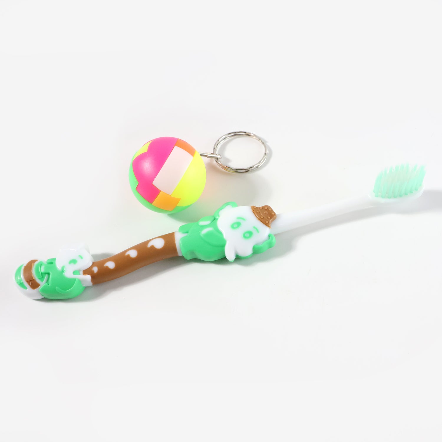 Kids Toothbrush and Ball Keychain Toy Set – Fun and Interactive Oral Care Combo for Kids | Includes Ice Cream-Themed Toothbrush and Colorful Ball Keychain | Perfect for Little Ones