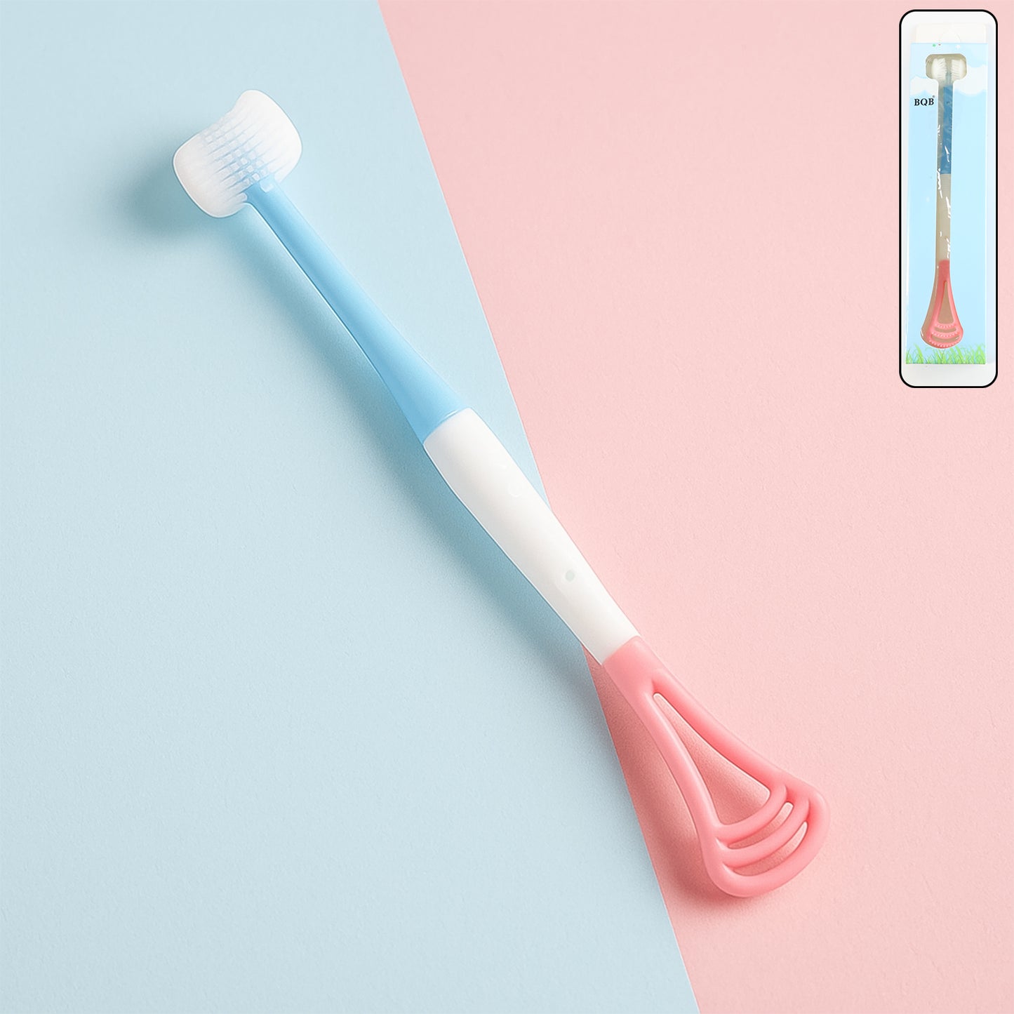 2-in-1 Baby Tongue Cleaner &amp; Oral Massager Stick – Soft Silicone Brush Head (1 Pc)with Gentle Scraper for Safe Daily Oral Hygiene