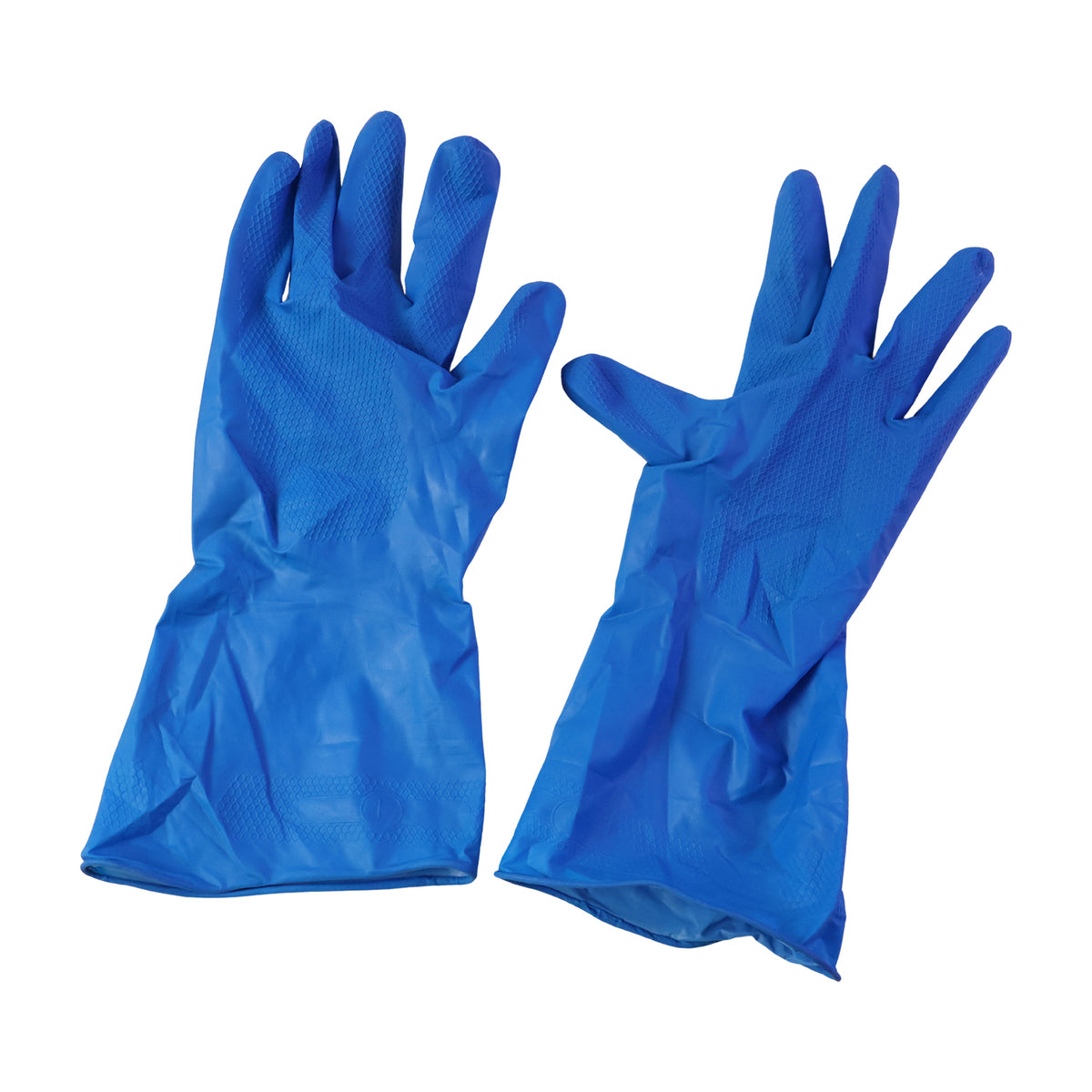 Large Blue Rubber Cleaning Gloves for Dishwashing and Household Cleaning, Reusable Waterproof Gloves for Kitchen, Bathroom and Daily Chores (1 Pair)