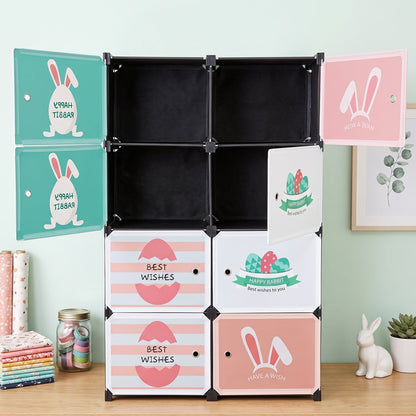 8 Compartment Modular Plastic Kids Storage Cabinet Wardrobe (1 Set)