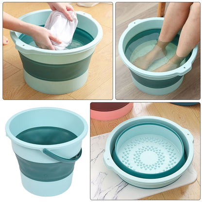 High Capacity Foldable Water Bucket with Handle – Collapsible Storage Bucket for Camping, Laundry, Bathroom and Outdoor Use (1 Pc)
