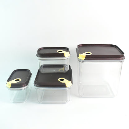 Ritu Push 'N' Lock Airtight Food Storage Container Set of 4, Plastic Pantry Jars with Push-Lock Lids for Snacks, Pulses, Pasta, Cereals and Dry Fruits