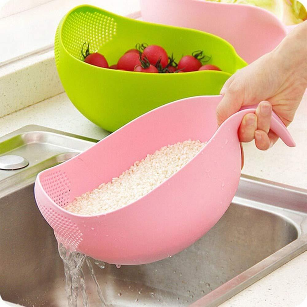 Plastic Rice Bowl Food Strainer Drain Basket with Handle for Rice, Fruits, Vegetables and Pulses Set of 3