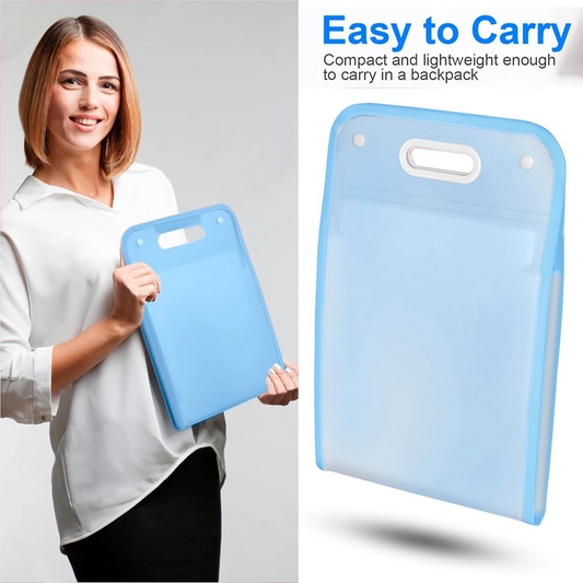 13 Pocket Document File Folder with Handle – Expanding Plastic File Organizer for Certificates, Office Papers, School Assignments and Travel Documents