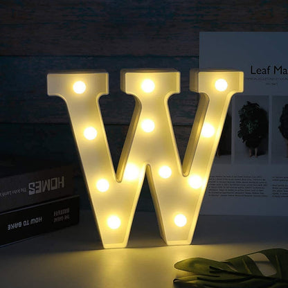 W Alphabet Shape LED Decorative Night Light Battery Operated Marquee Lamp for Kids Room Bedroom Party Home Decoration Wall and Table Decor