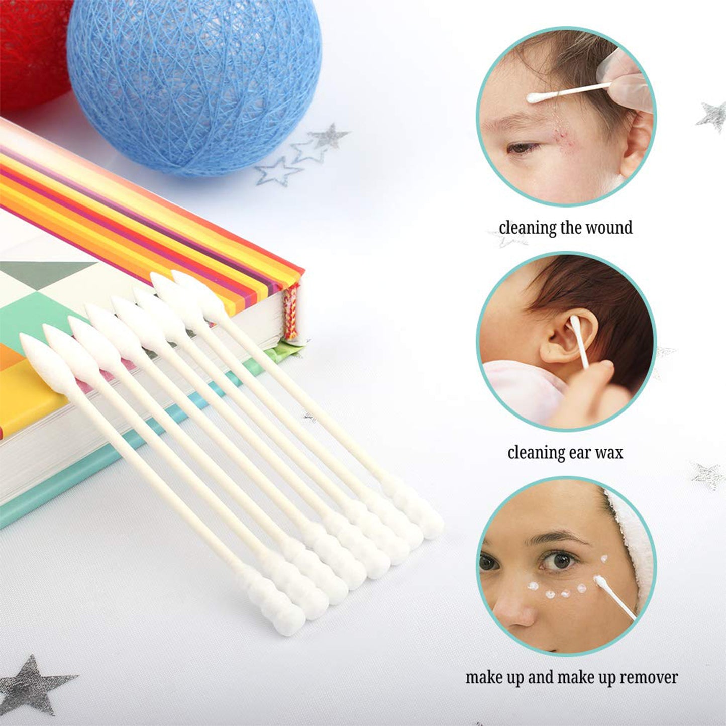 Cotton Ear Buds Set with Storage Jar, Soft Tip Cotton Swabs for Personal Hygiene, Makeup Correction, Baby Care and Daily Cleaning Use (200 Pcs)