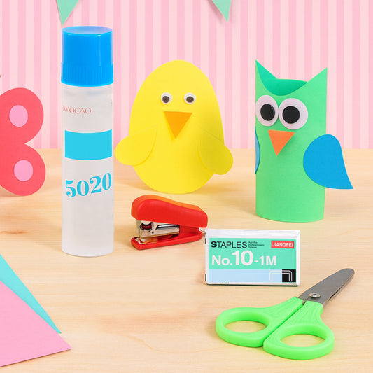 Kids Crafting and Stationery Set for School Projects, Arts & Crafts | Safety Scissors, Mini Stapler, Glue & Staples Kit for Kids Creative Activities (4 Pc Set)