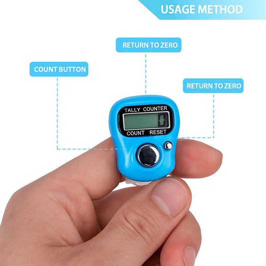 Digital Finger Tally Counter – Portable LCD Display Electronic Tasbeeh Counter with Reset Button and Adjustable Finger Strap for Counting, Meditation, Exercise and Chanting (1 Pc)