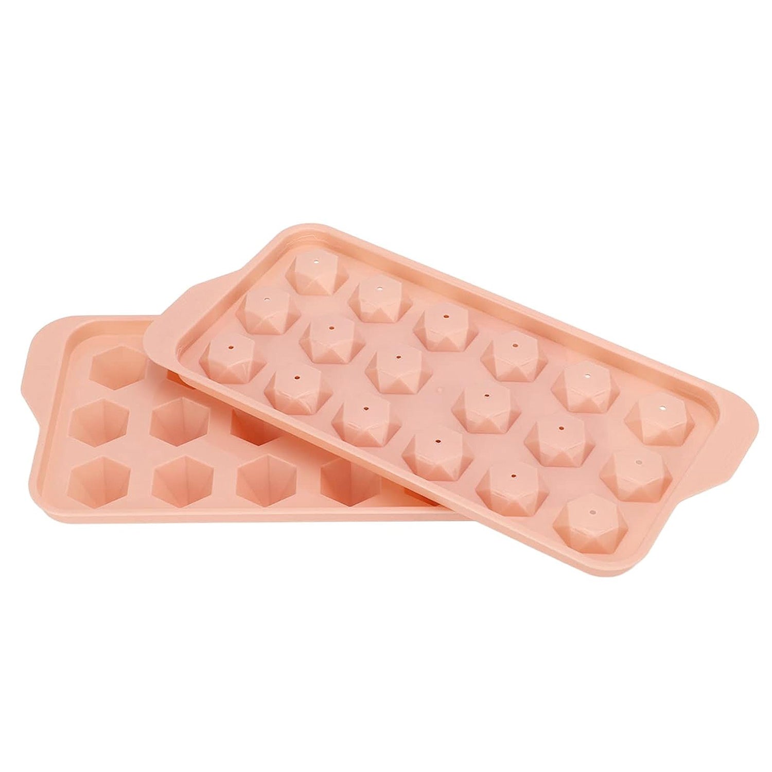 Durable Plastic Ice Cube Tray with 18 Diamond Shaped Cavities, Easy Release Freezer Mold for Ice, Chocolate, Jelly, Frozen Treats and Beverages (1 Pc)