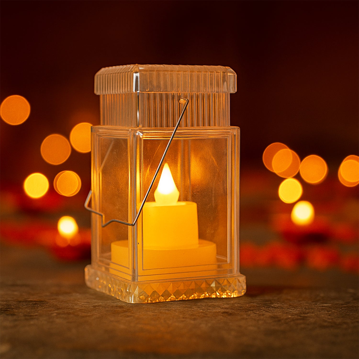 Set of 4 LED Flameless Lantern Style Decorative Candles Battery Operated Warm Tealight Lamps for Home Festivals Mandir Weddings Parties and Table Decoration