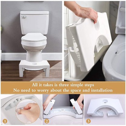 Bathroom Foldable Non Slip Potty Squat Aid Toilet Step Stool with Air Freshener Slot for Constipation Piles Relief and Healthy Toilet Posture (1 Pc)