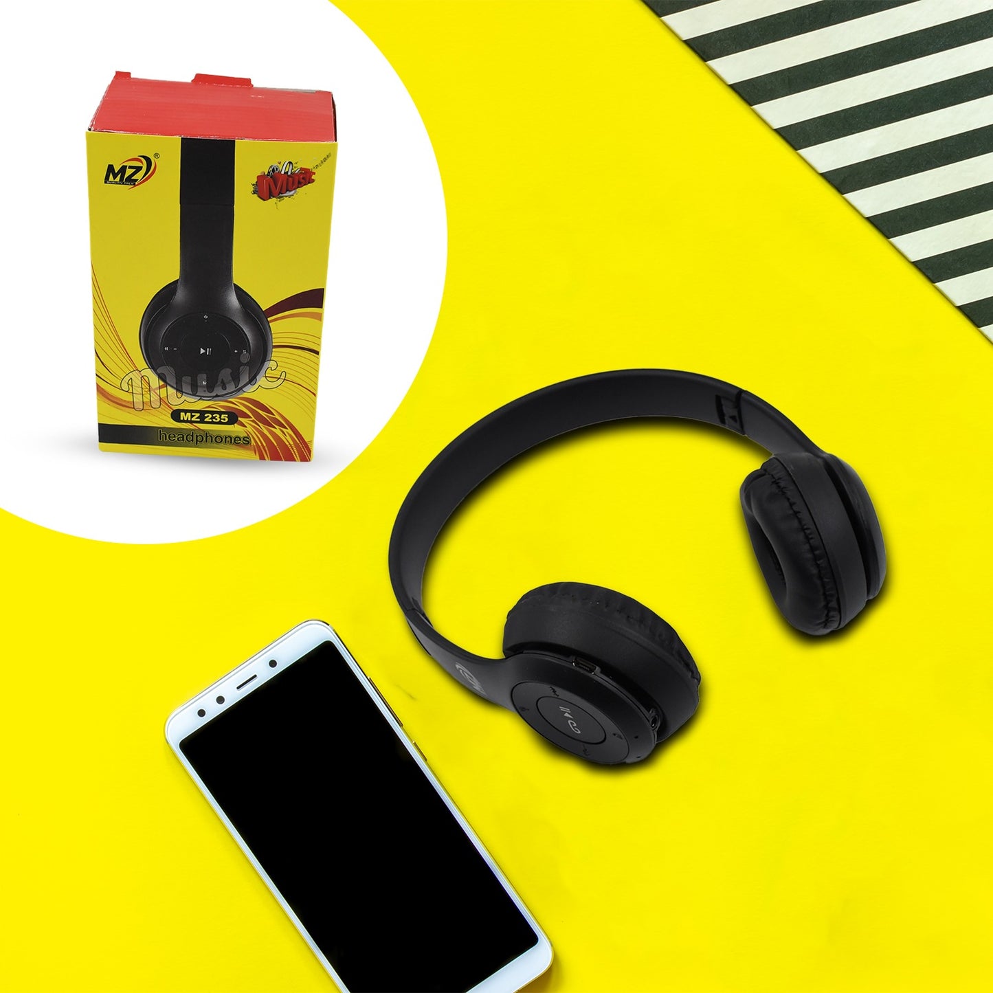 Wireless Headphone Over The Head Bluetooth Headset – Foldable Headband Hands-Free Headphones with Calling Function, Music Control and SD Card Support (1 Pc)