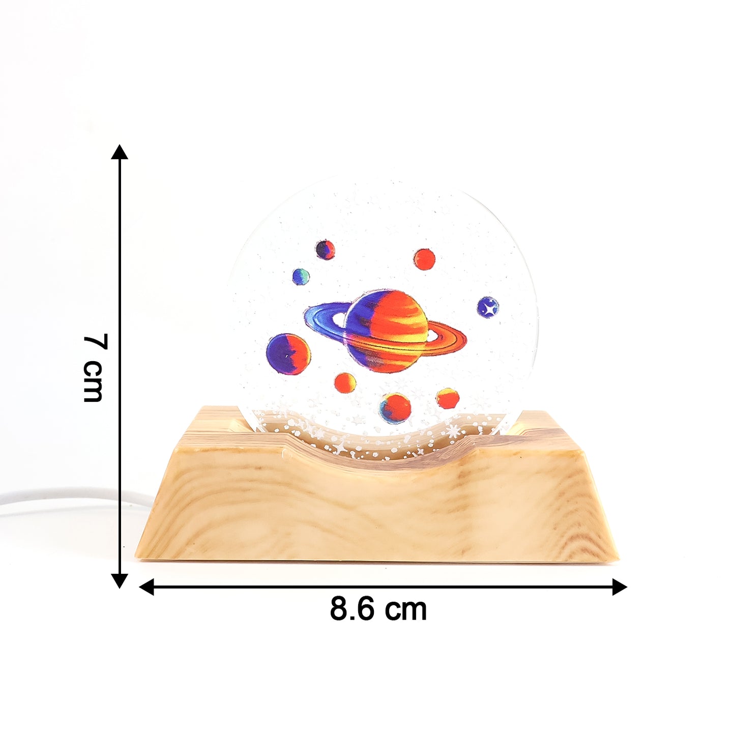 3D Creative Visualization Lamp – LED Planet Night Light with Wooden Base (1 Pc)
