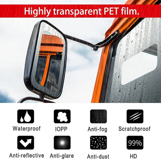 Premium Anti-Fog & Anti-Water Stain Rear-View Mirror Protection Film Set (2-Piece, 20×18 CM) with Full Installation Kit