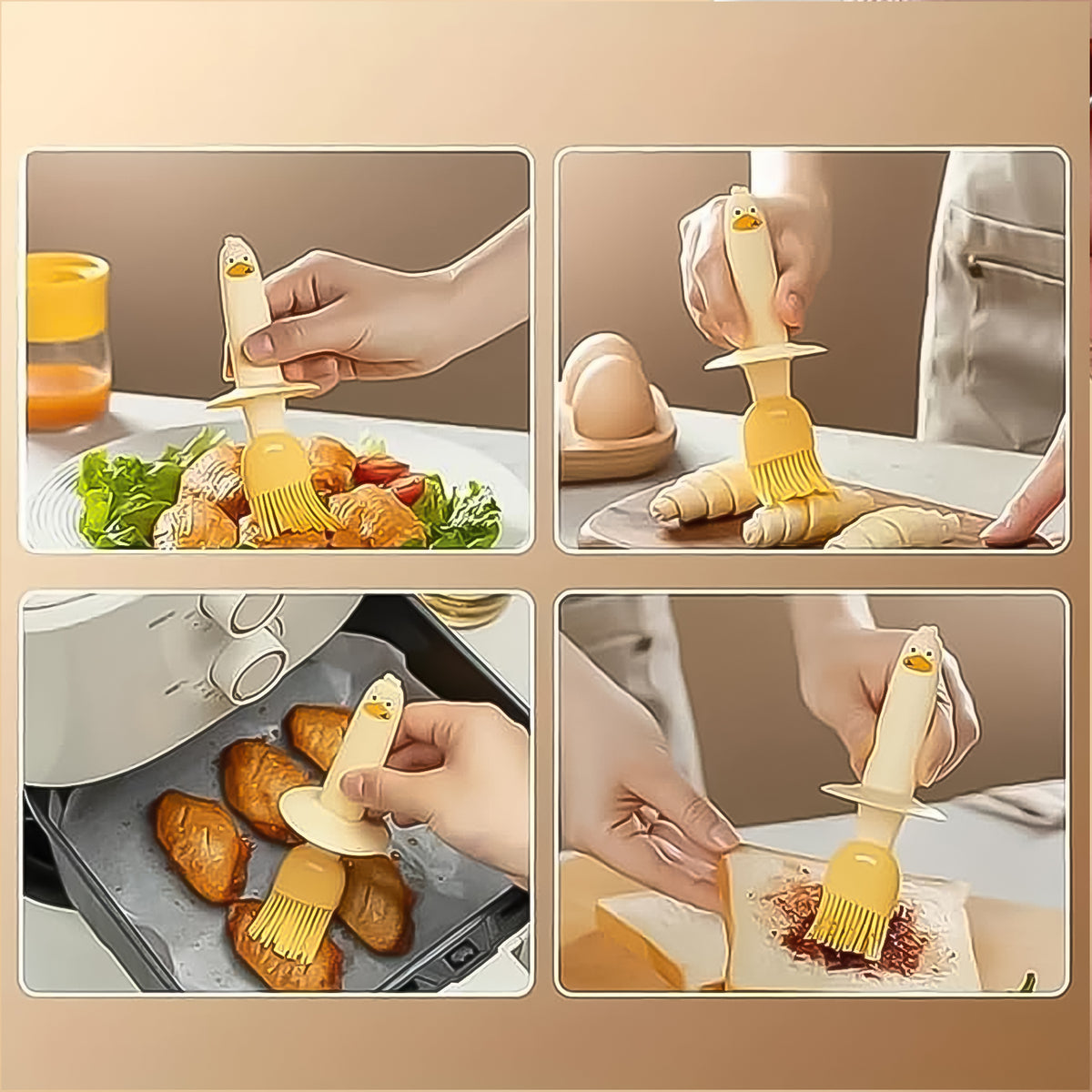 Silicone Brush and Glass Oil Dispenser Bottle for Cooking, Baking, BBQ and Grilling