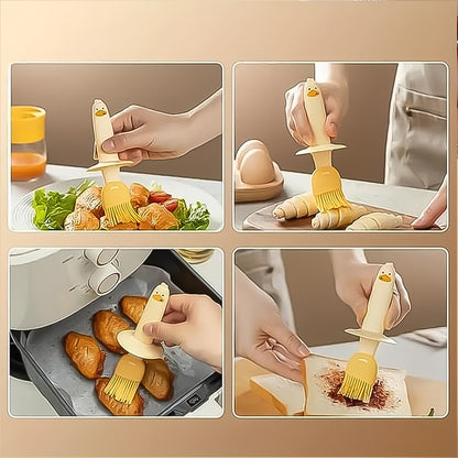 Silicone Brush and Glass Oil Dispenser Bottle for Cooking, Baking, BBQ and Grilling