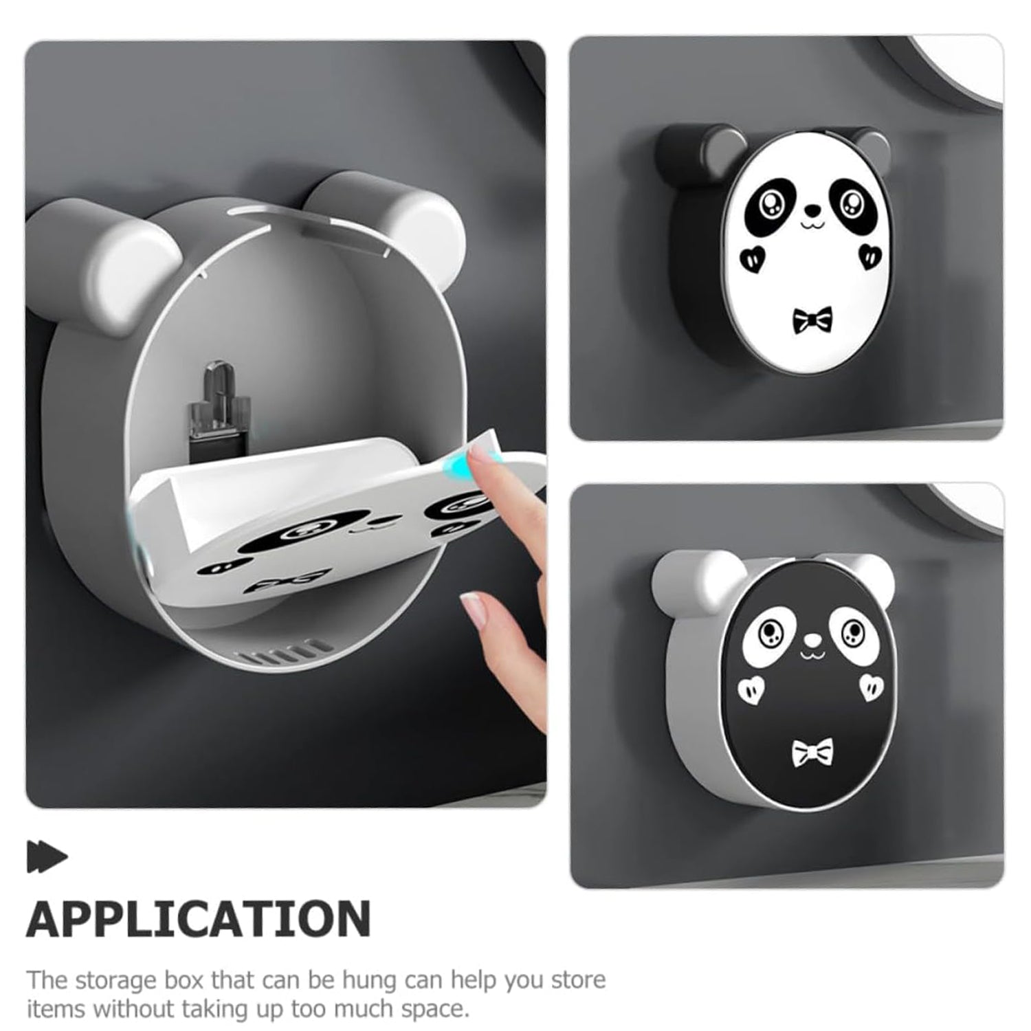Plastic Cute Panda Soap Box – Wall Mounted Flip Top Drain Soap Case with No Drill Installation for Bathroom, Kitchen and Wash Basin (1 Pc)
