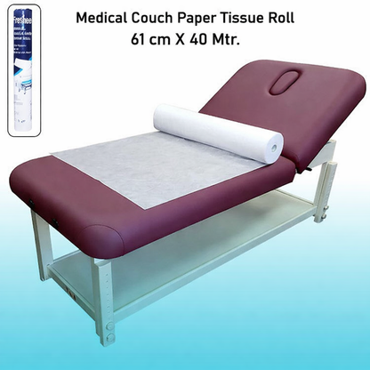 Freshee Medical Couch Paper Tissue Roll 61 cmx40 Meter | Disposable Hygienic Examination Bed Sheet Roll for Clinics Salons Hospitals Spas and Treatment Tables (1 Roll)