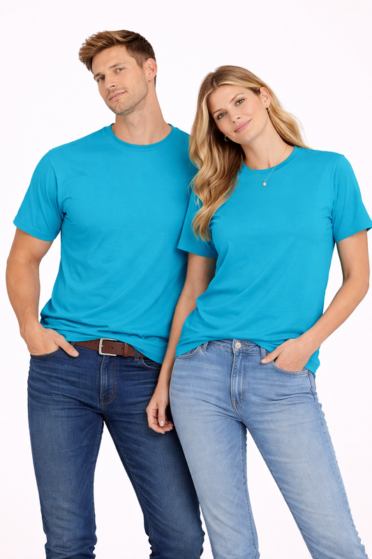 NAYAAH Unisex Classic Crew T-Shirt - Plain Bright Colors SkyBlue