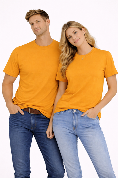 NAYAAH Unisex Classic Crew T-Shirt - Plain New Colours Golden Yellow