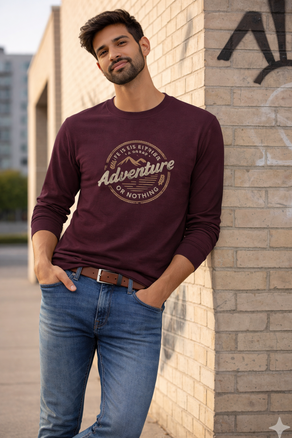 NAYAAH 100% Cotton Men/Umisex 180 GSM Regular Fit Full Sleeve T-Shirt | Adventure