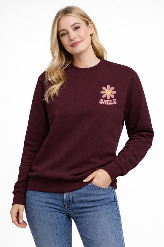 NAYAAH Unisex Premium Sweatshirt – (Smile) Maroon
