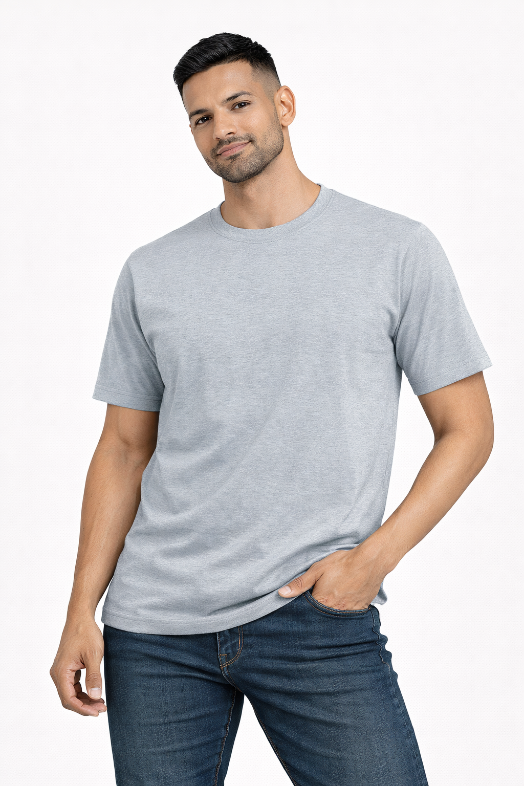 NAYAAH Unisex Basic T-Shirt - Plain Grey Melange