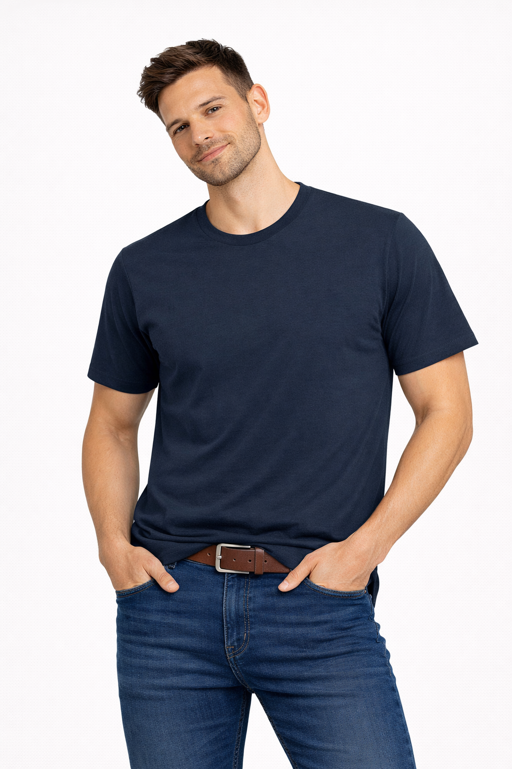 NAYAAH Unisex Basic T-Shirt - Plain Melange Navy melange